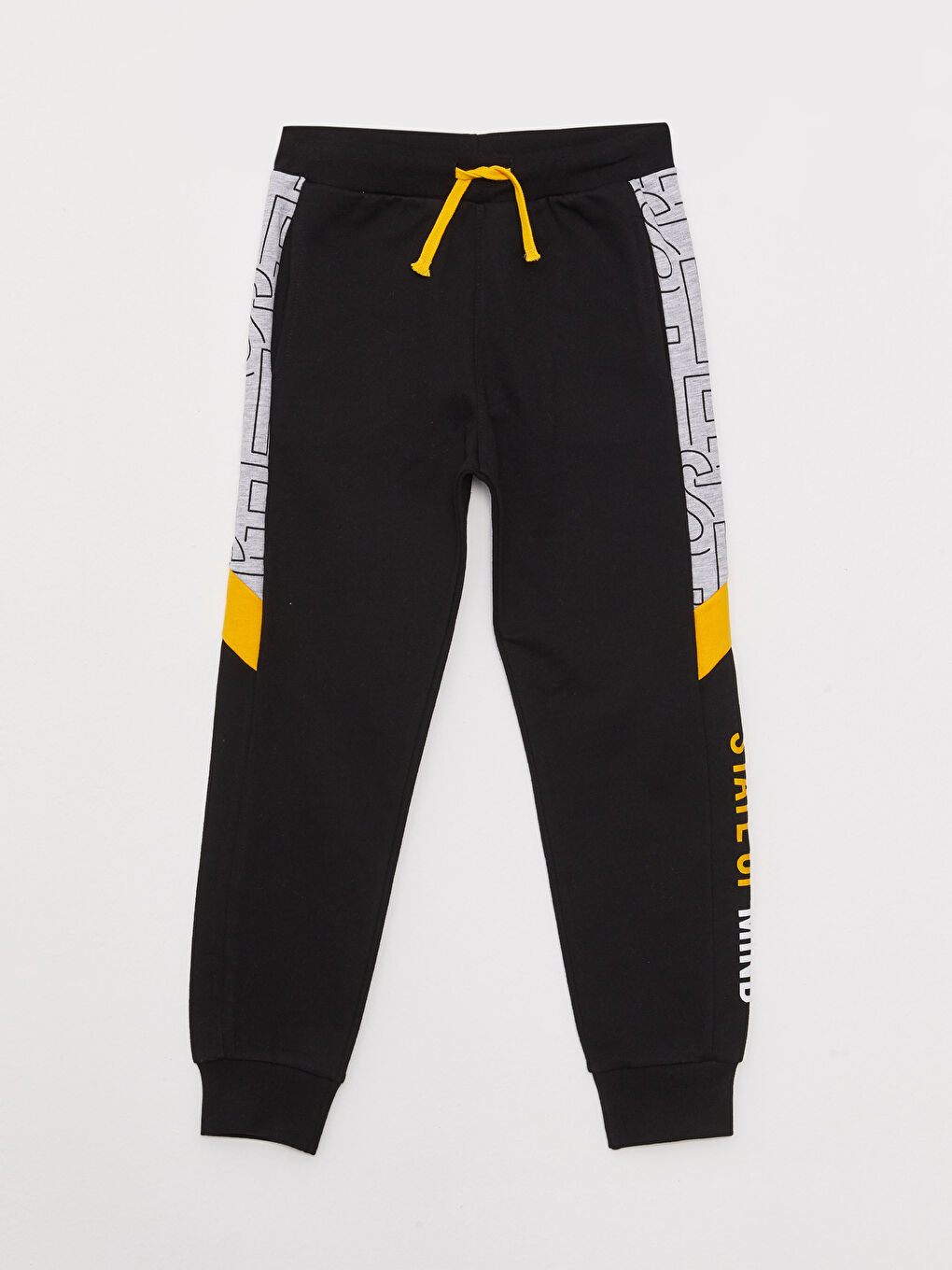 Siyah Beli Lastikli Baskılı Erkek Çocuk Jogger Eşofman Altı