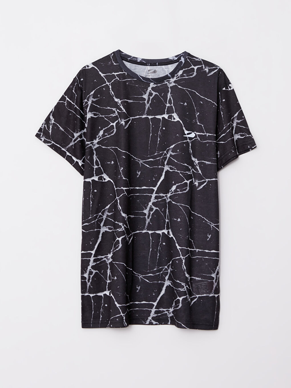 Antrasit Bisiklet Yaka Kısa Kollu Desenli Erkek Spor Tişört-5