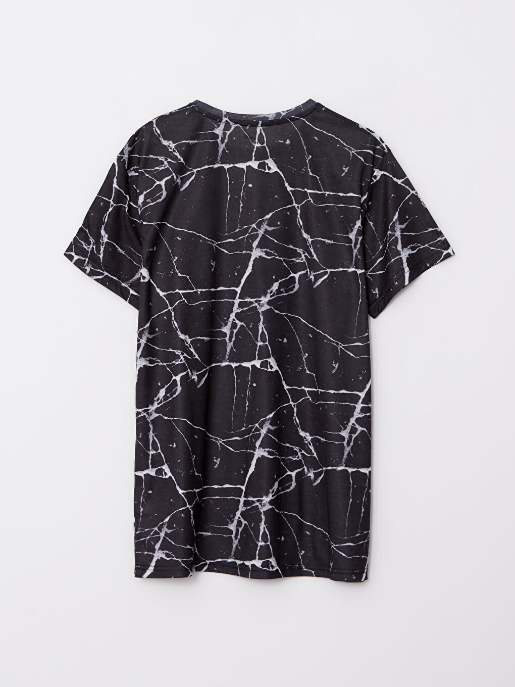 Antrasit Bisiklet Yaka Kısa Kollu Desenli Erkek Spor Tişört-6