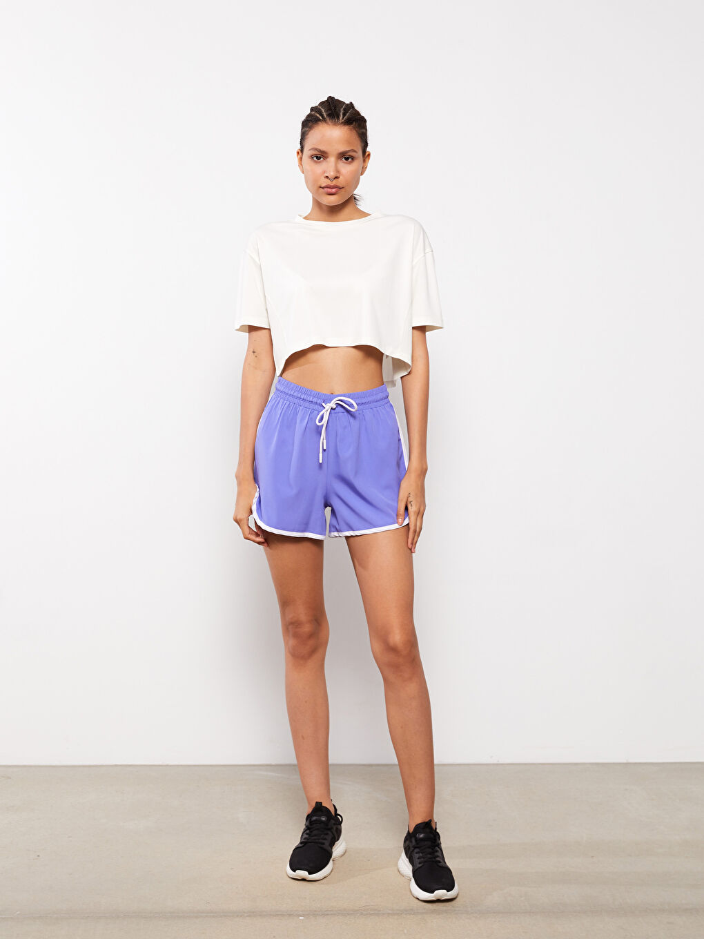 LCW SPORT Crew Neck Plain Short Sleeve Women's Crop -W2AO85Z8-R9J