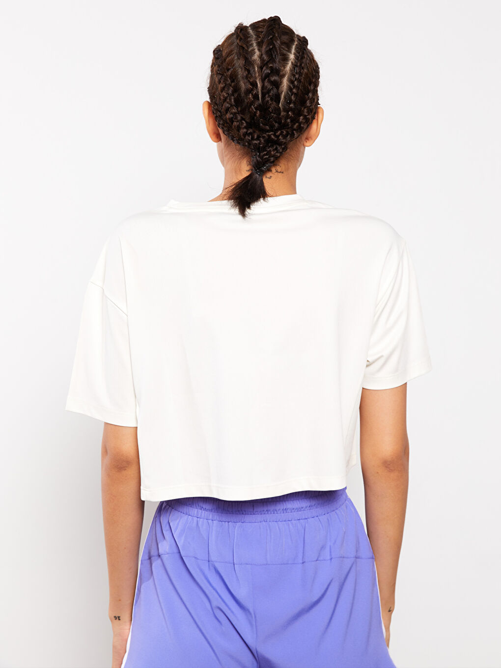 LCW SPORT Crew Neck Plain Short Sleeve Women's Crop -W2AO85Z8-R9J