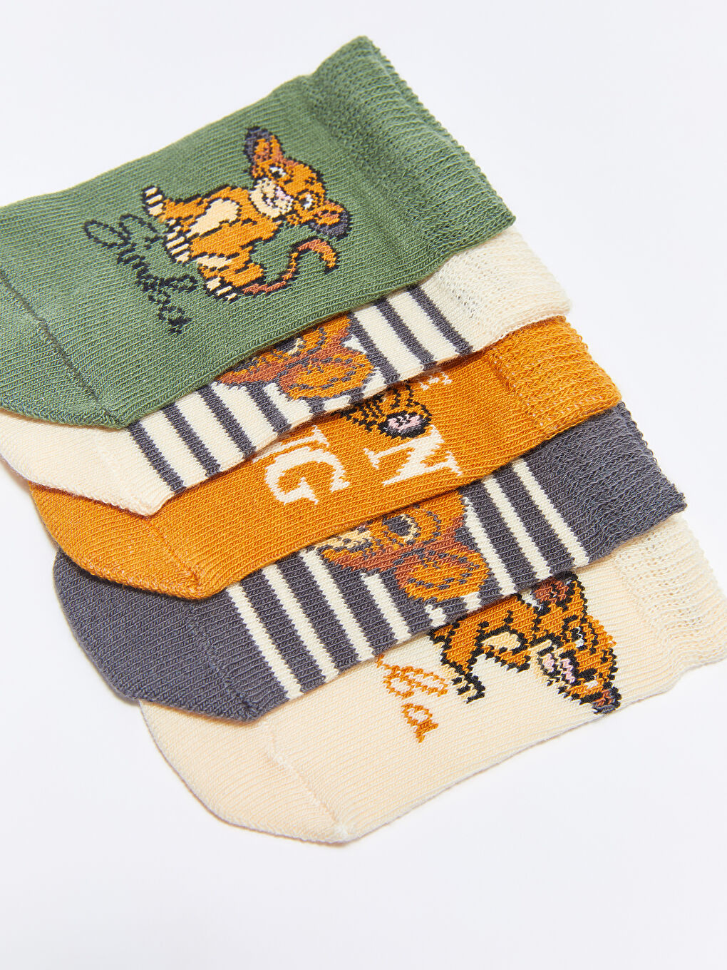 Yeşil Aslan Kral Desenli Erkek Bebek Patik Çorap 5'li-2