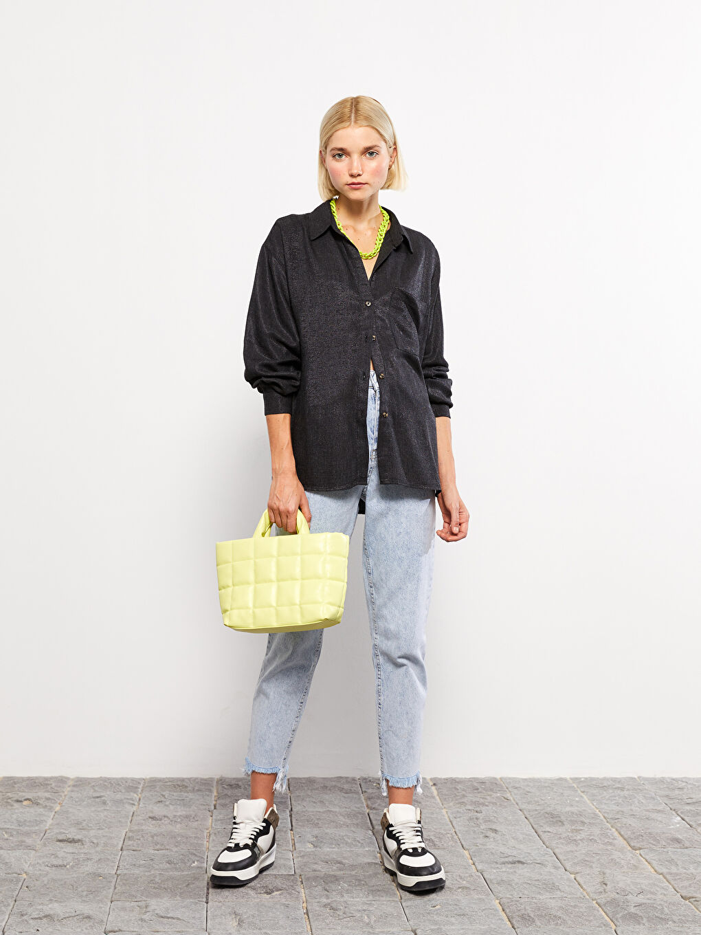 Cămașă pentru Femei cu Model, Mâneci Lungi și Nasturi-1