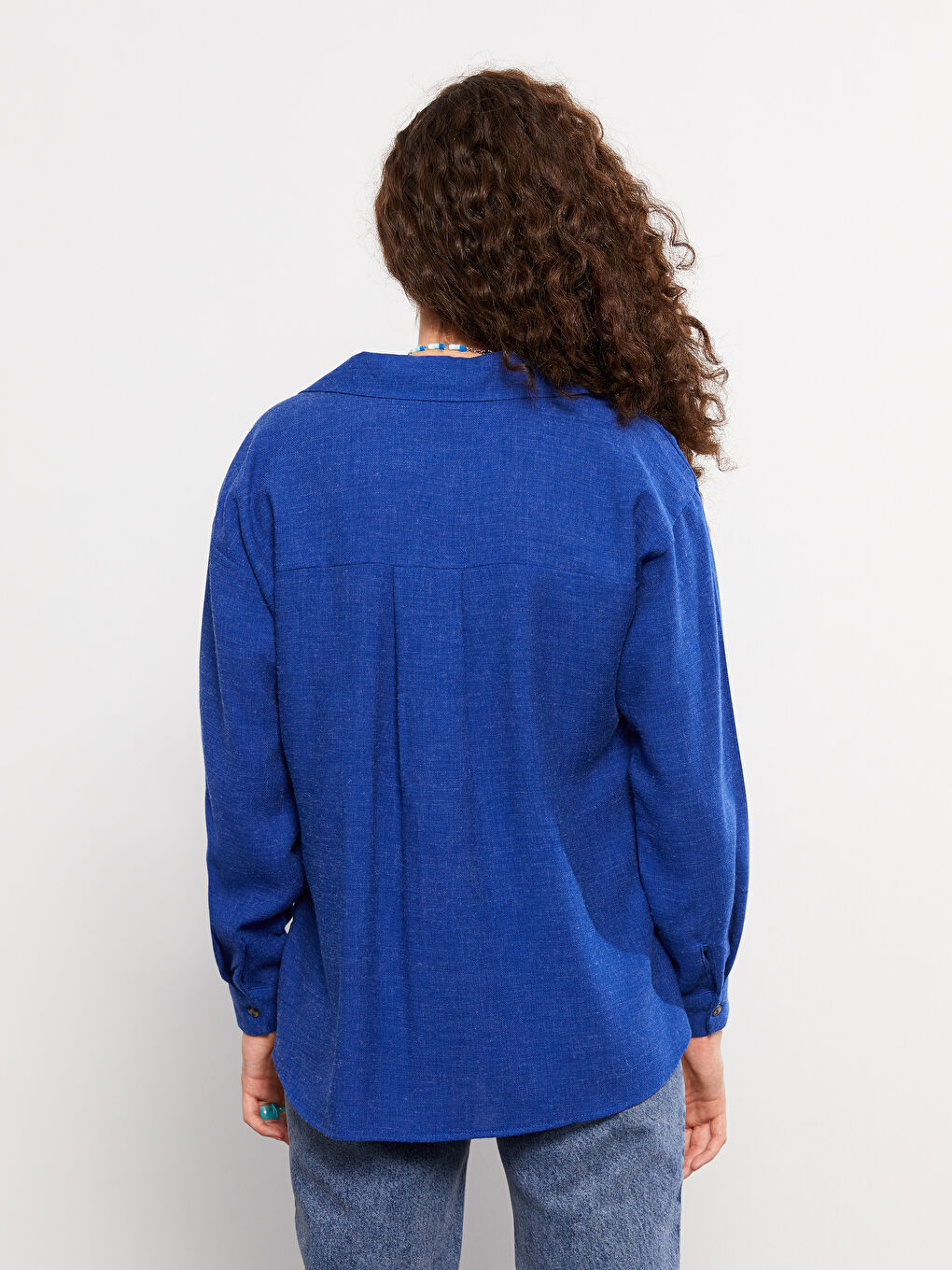 LCW Vision Buttoned Self Patterned Long Sleeve Women's Shirt -W2AP00Z8-SKL