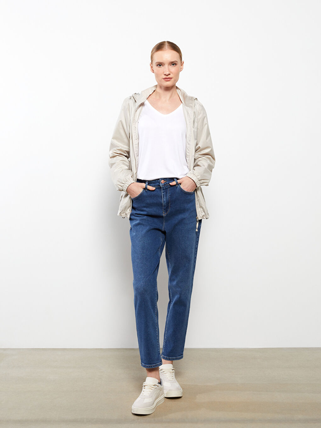 Blugi Slim Mom Straight pentru Femei-1