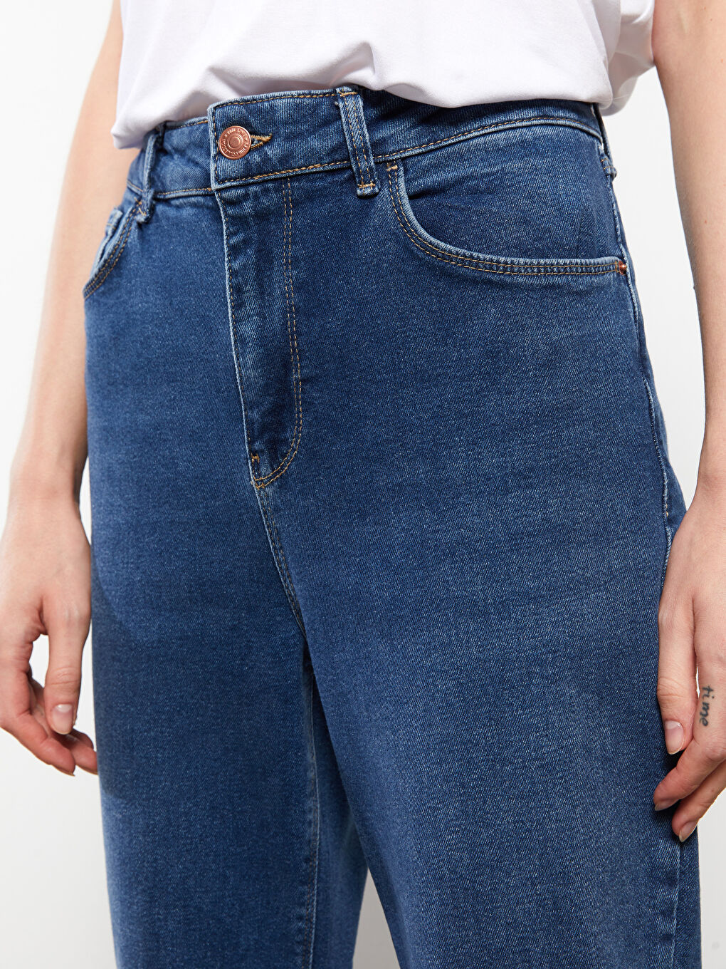 Blugi Slim Mom Straight pentru Femei-2