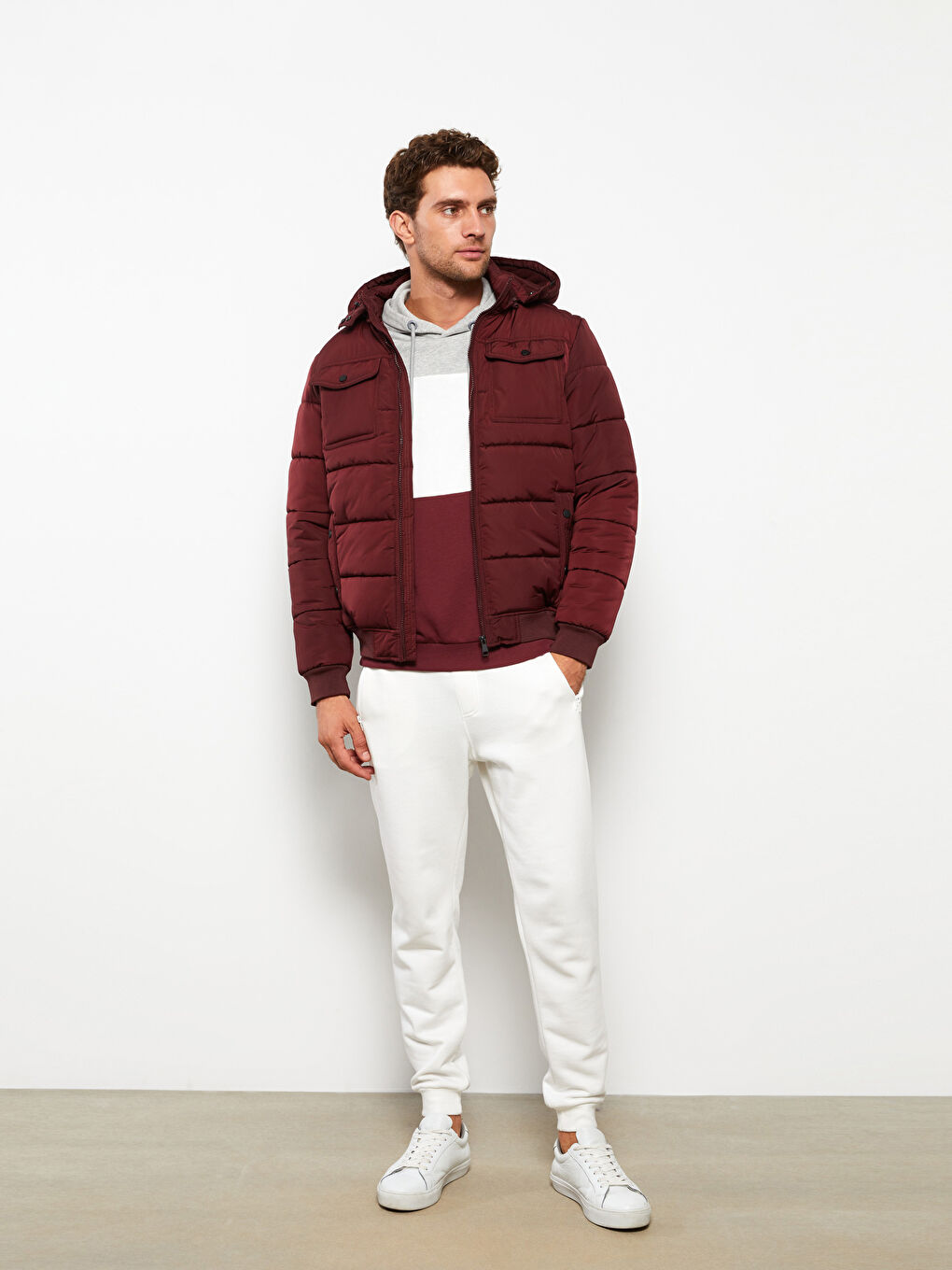 Manteau Bouffant pour Hommes Coupe Standard à Col Cheminée