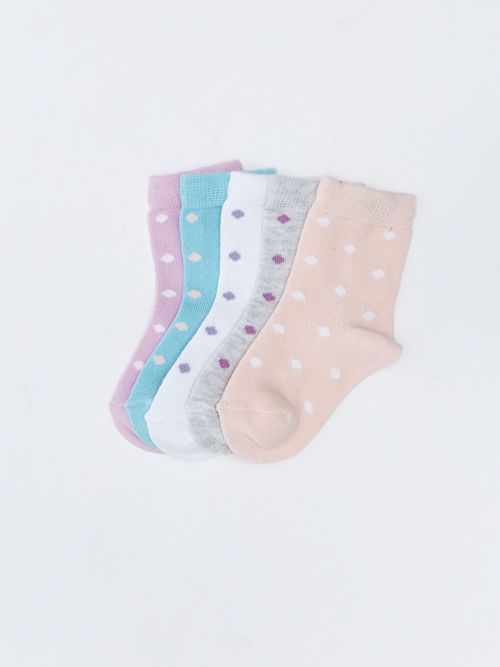 Pembe Desenli Kız Bebek Soket Çorap 5'li