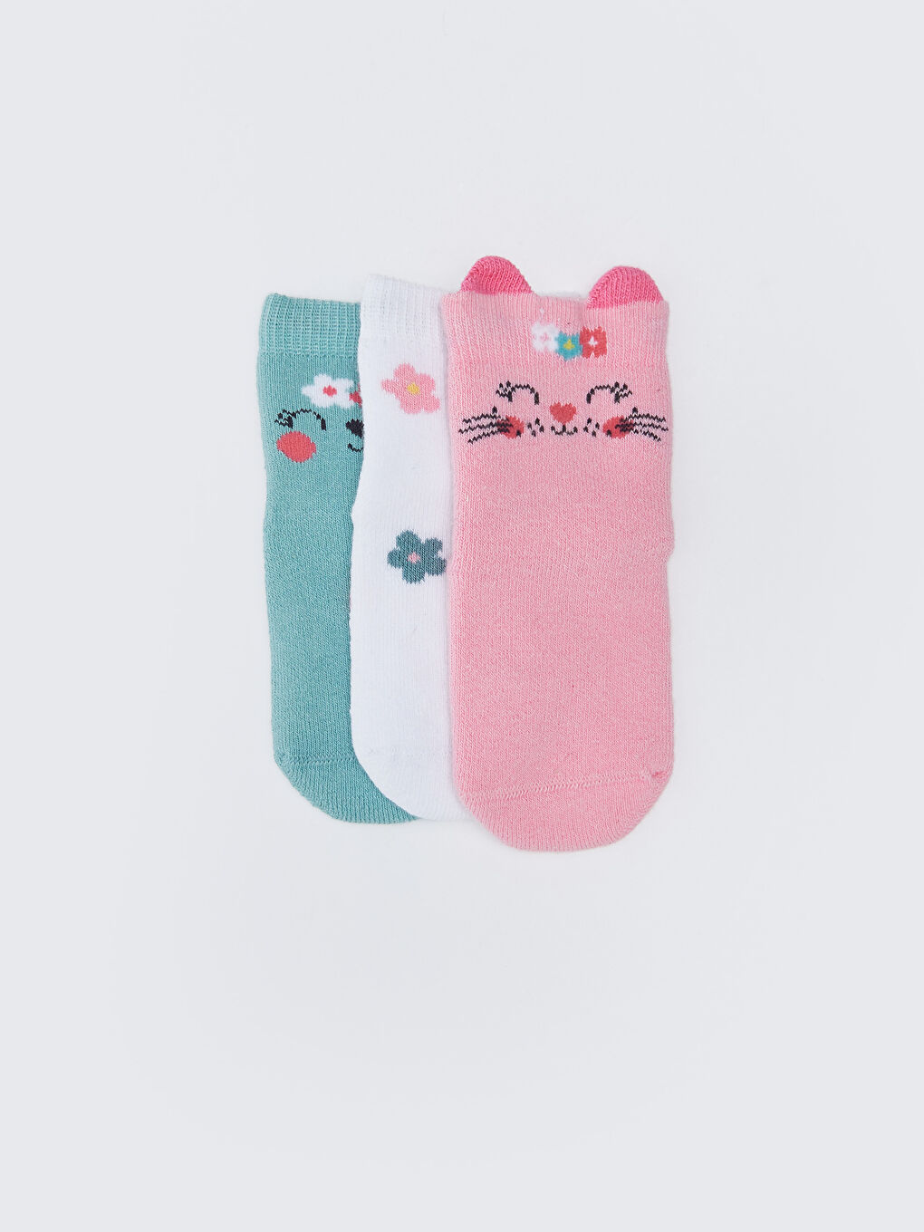 جوارب كاحل منقوشة للبنات الرضع - ٣ قطع