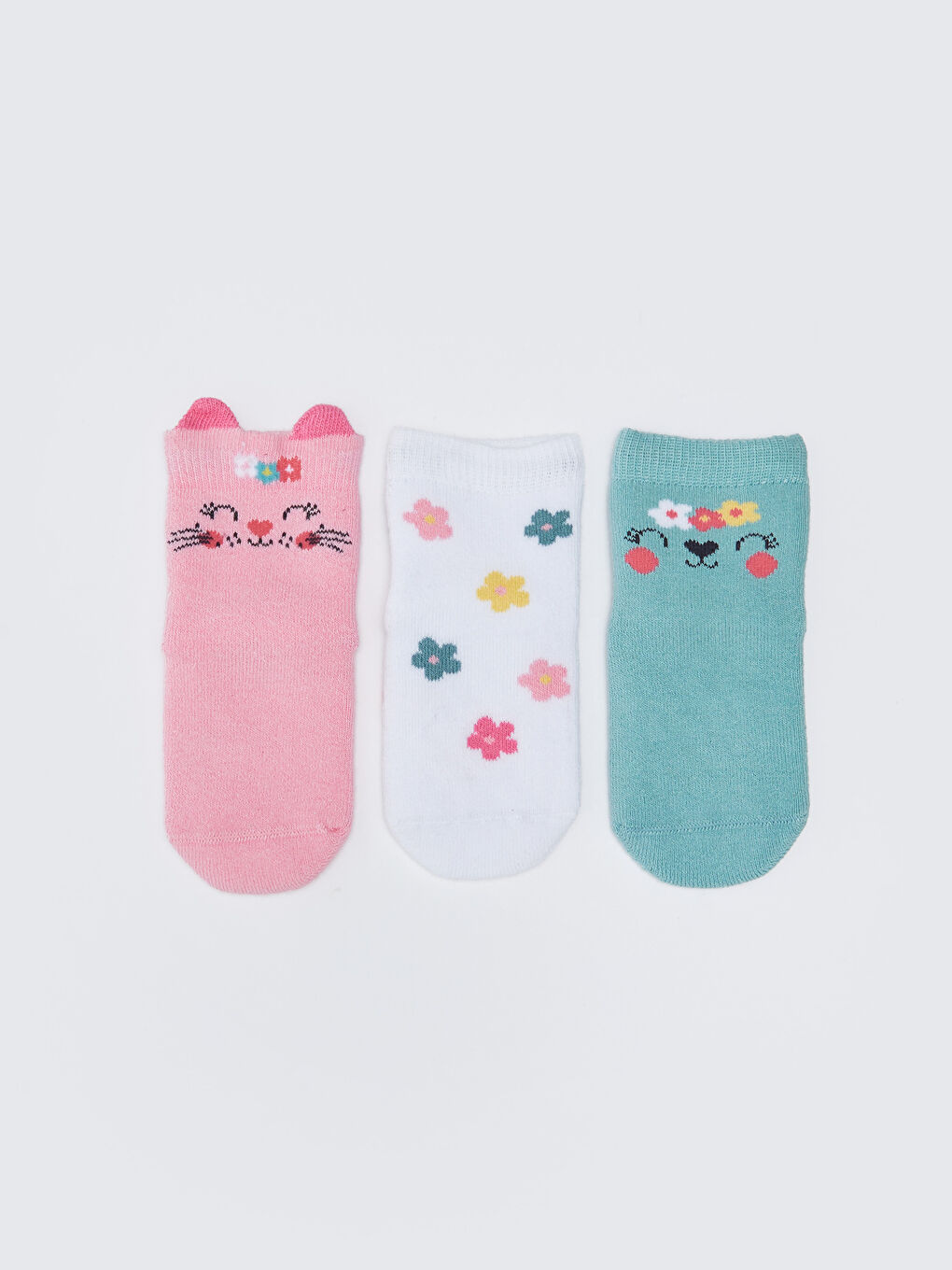 جوارب كاحل منقوشة للبنات الرضع - ٣ قطع-2