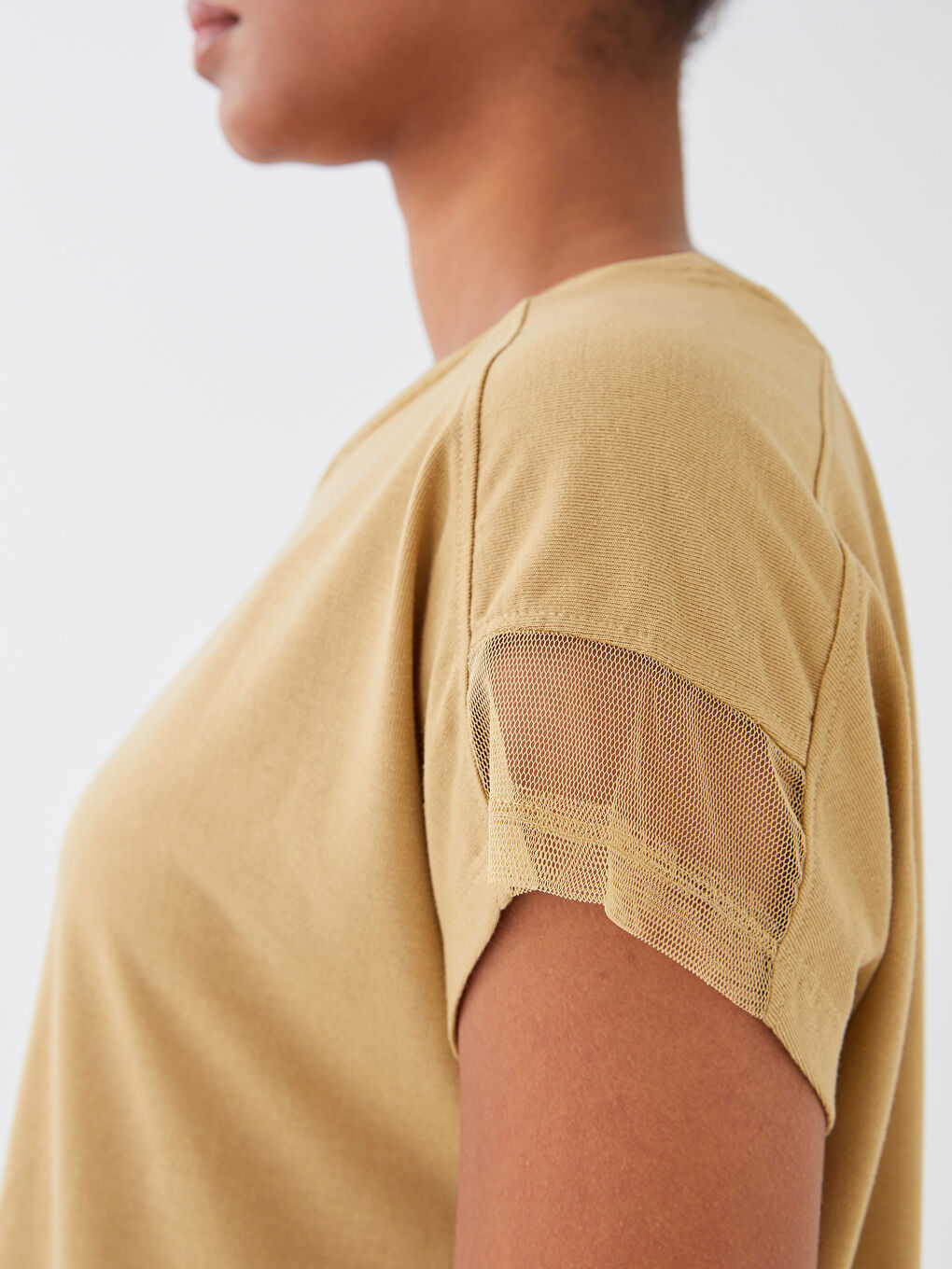 Crew Neck Plain Short Sleeve Women's T-Shirt-2