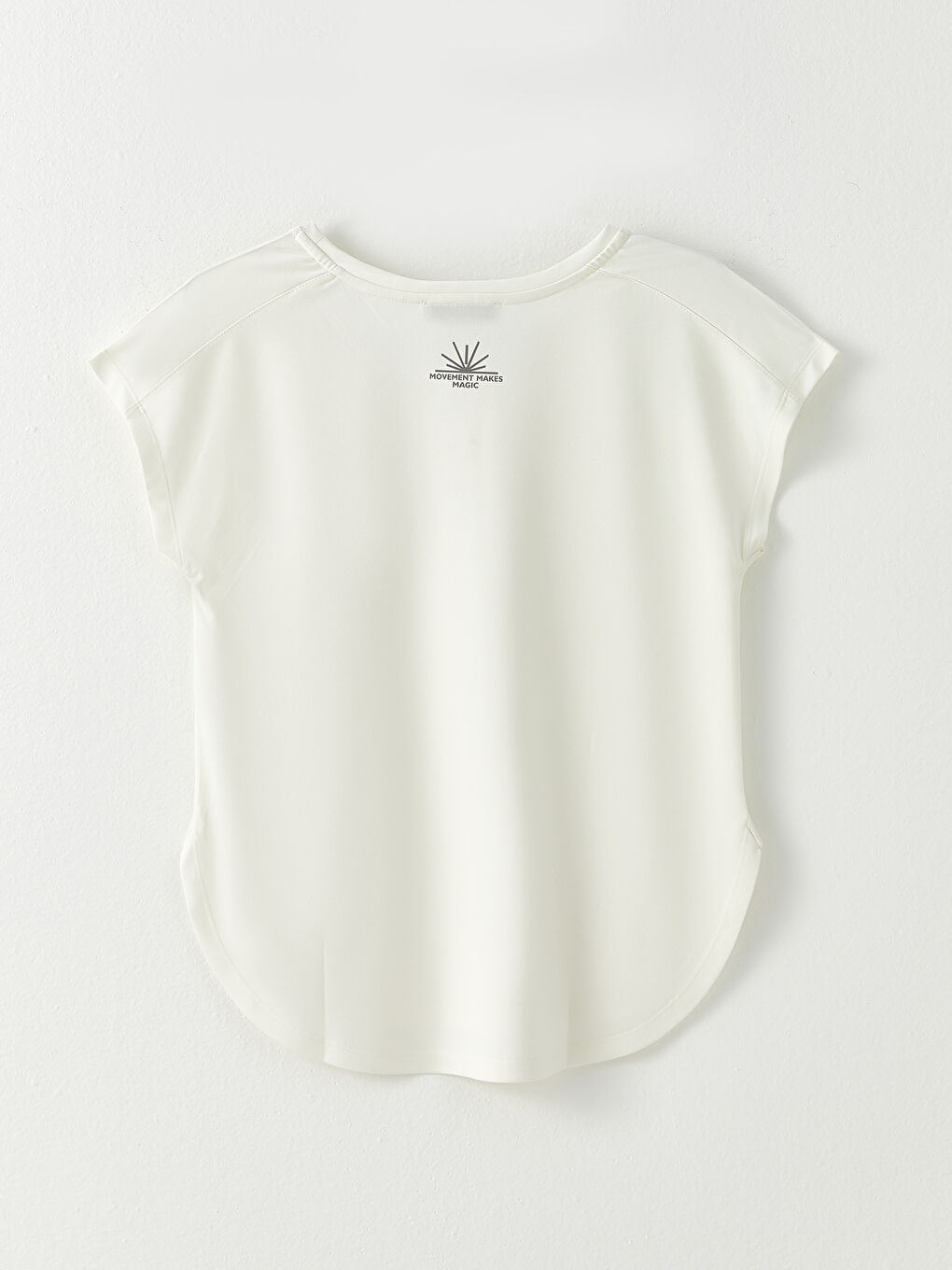 Ekru Bisiklet Yaka Baskılı Kısa Kollu Kadın Tişört-6