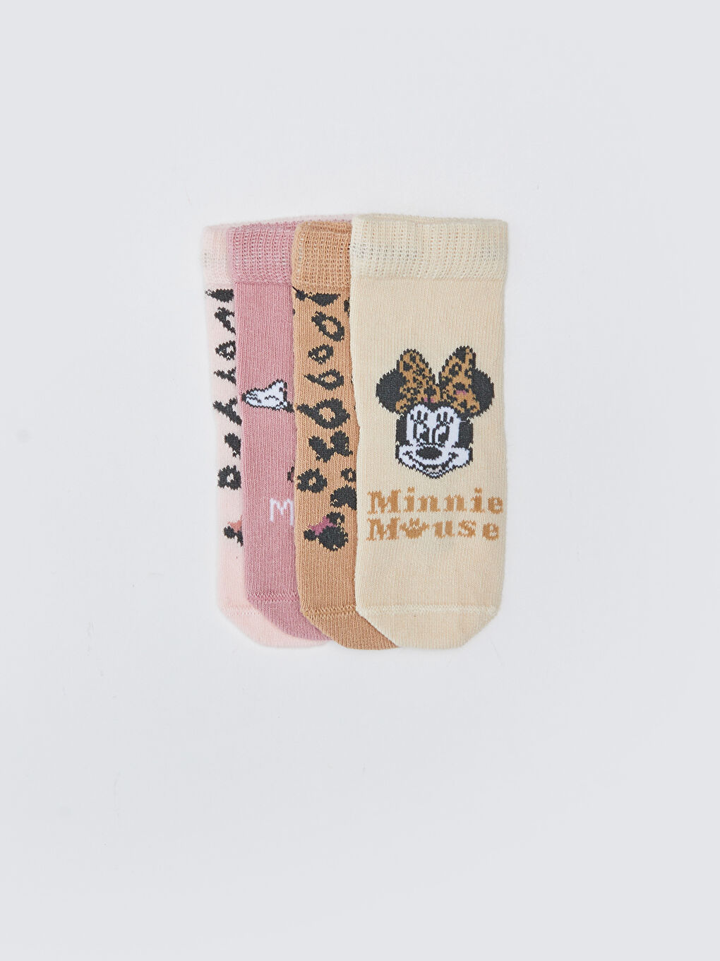 جوارب الكاحل للبنات الرضع منقوشة بطبعة ميني ماوس - عبوة من ٤ قطع