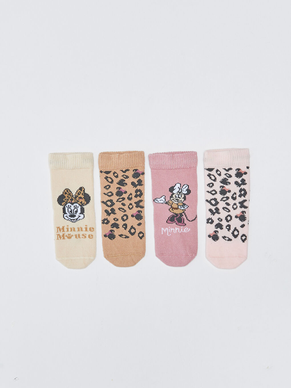 جوارب الكاحل للبنات الرضع منقوشة بطبعة ميني ماوس - عبوة من ٤ قطع-1