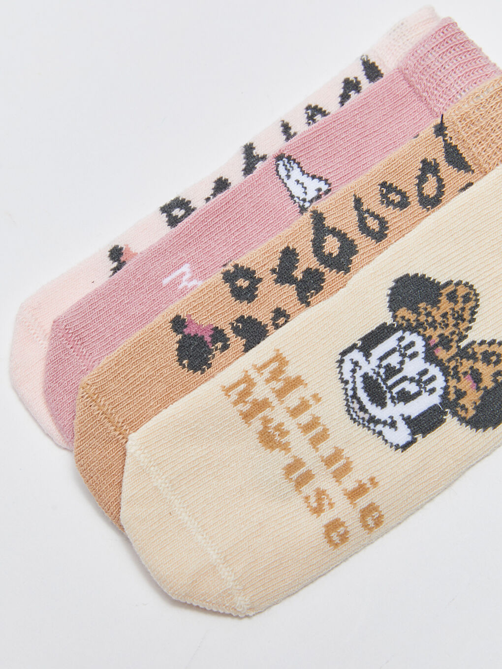 جوارب الكاحل للبنات الرضع منقوشة بطبعة ميني ماوس - عبوة من ٤ قطع-2