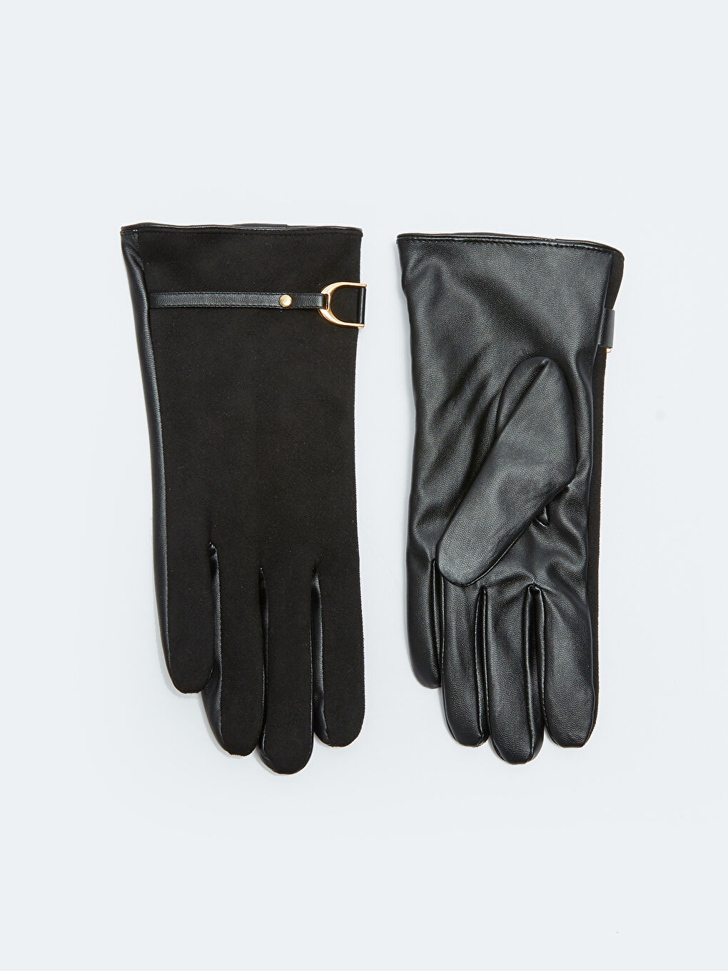 قفازات جلد شمواه للسيدات بتفاصيل إبزيم-2