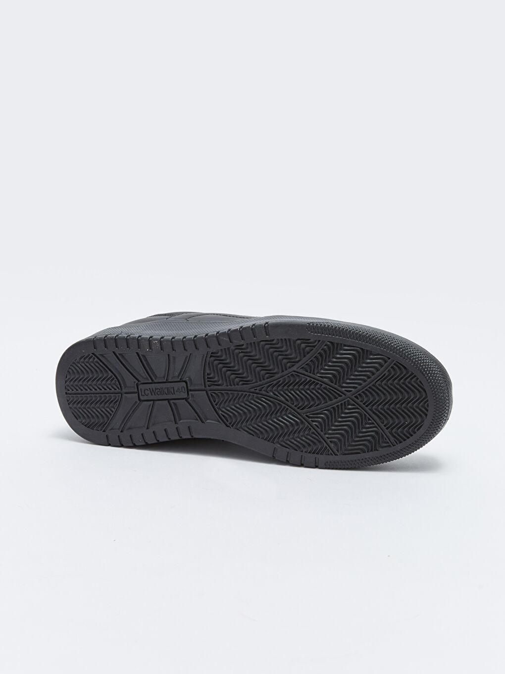 Siyah Deri Görünümlü Bağcıklı Erkek Spor Ayakkabı-3