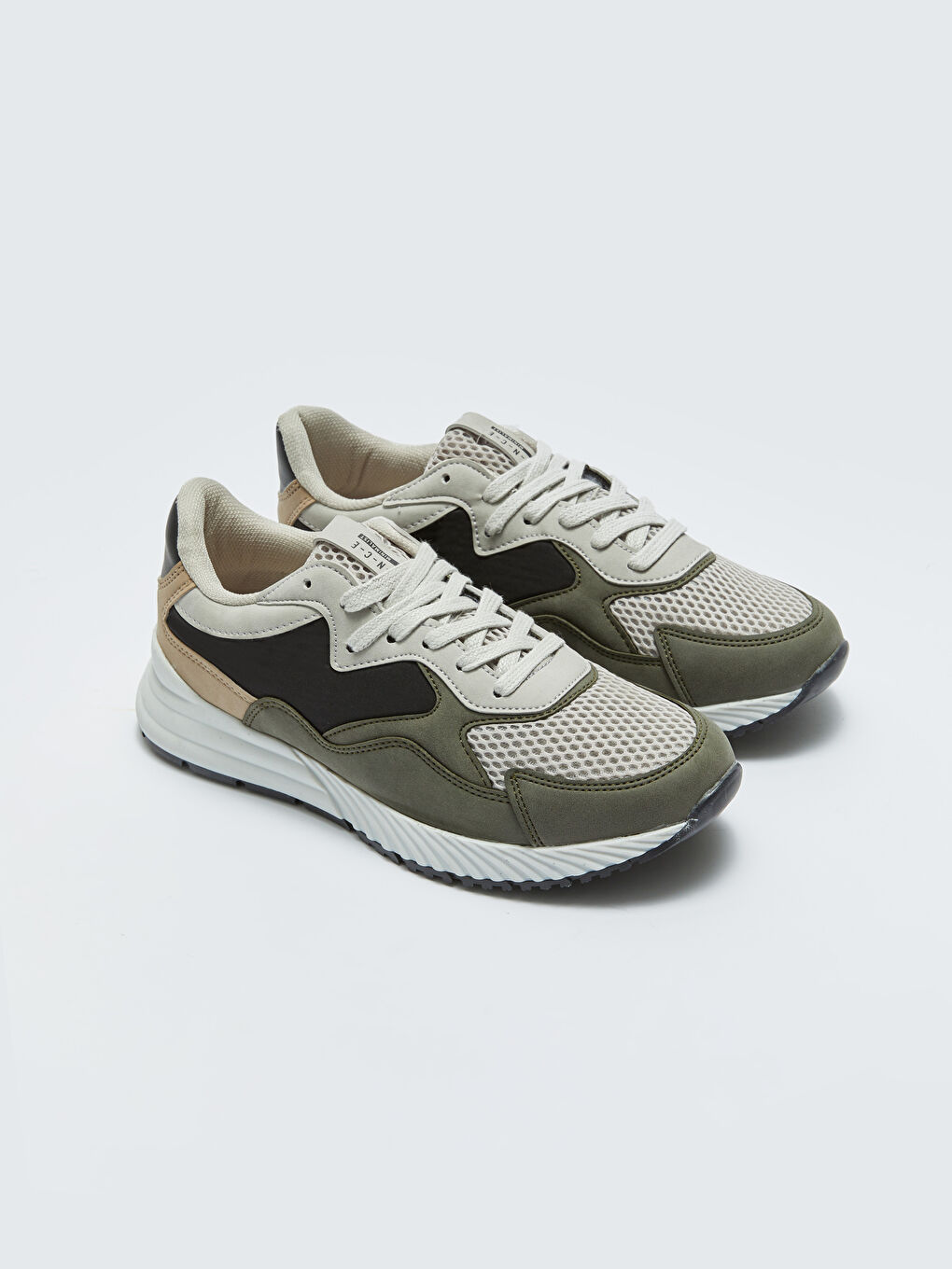 Haki Renk Bloklu Bağcıklı Erkek Spor Ayakkabı