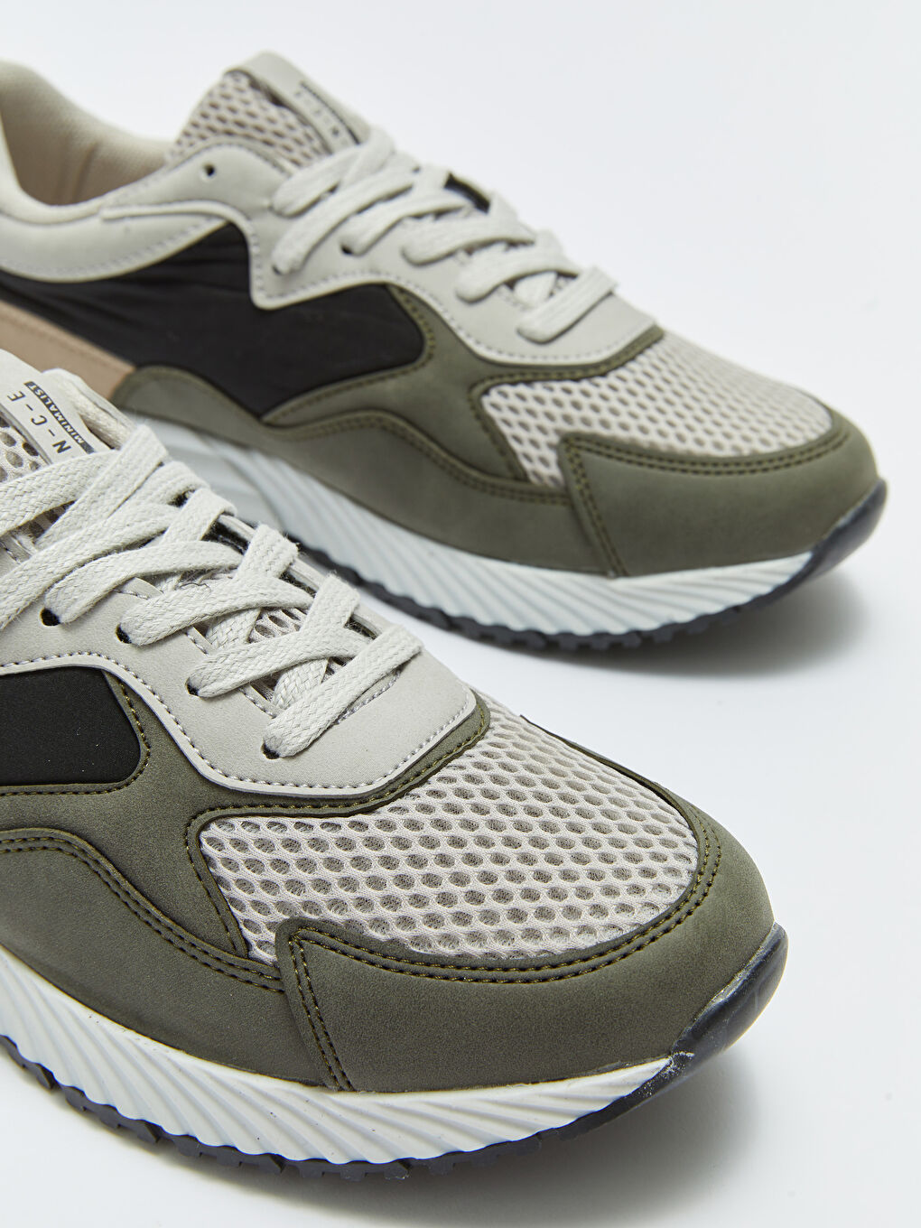 Haki Renk Bloklu Bağcıklı Erkek Spor Ayakkabı-2