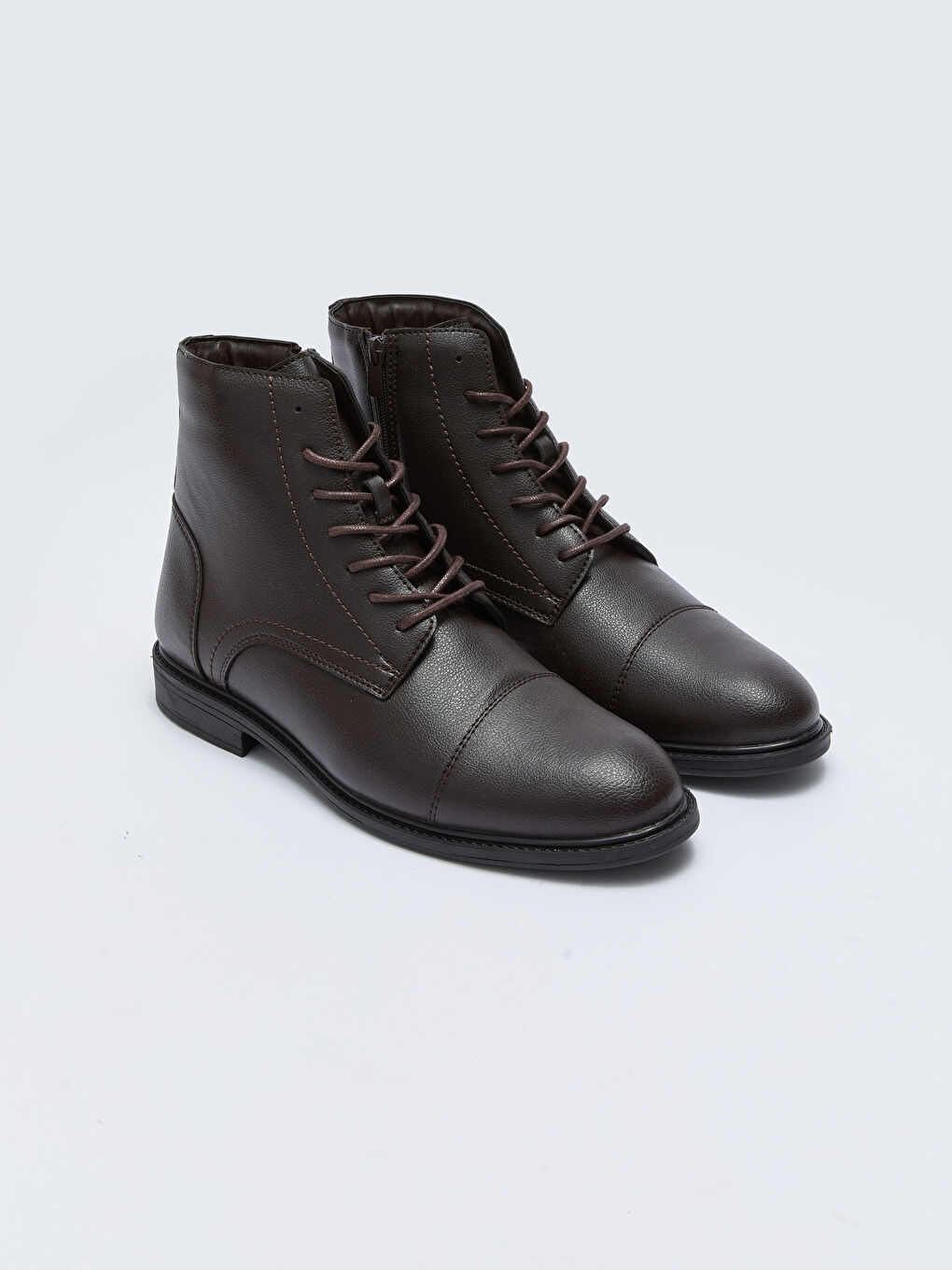 Faux Leather Men's Lace-Up Boots