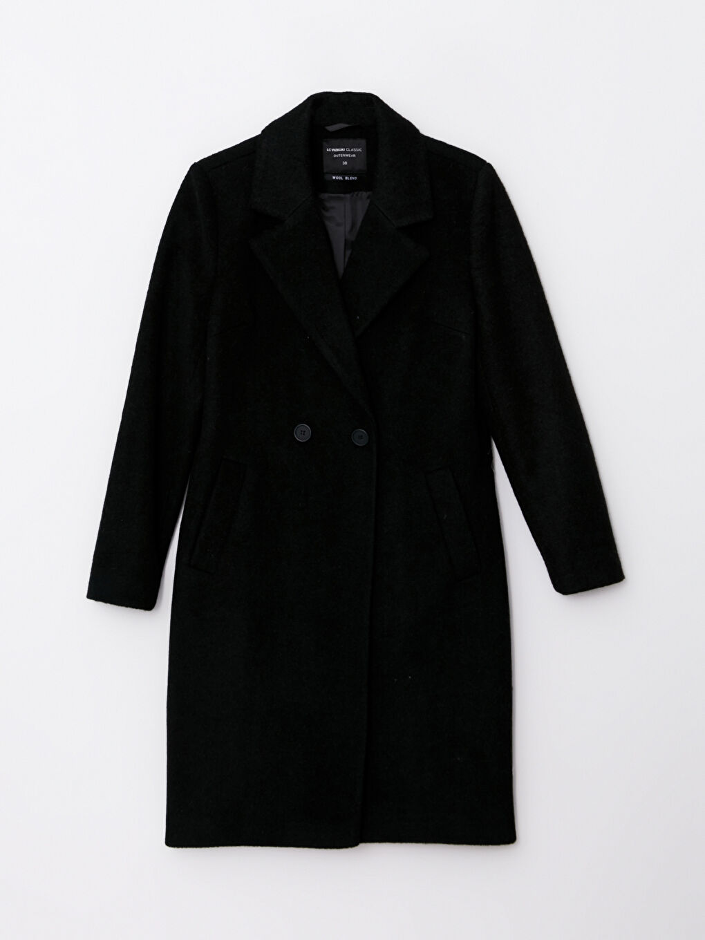 Siyah Ceket Yaka Kadın Kaşe Kaban-8