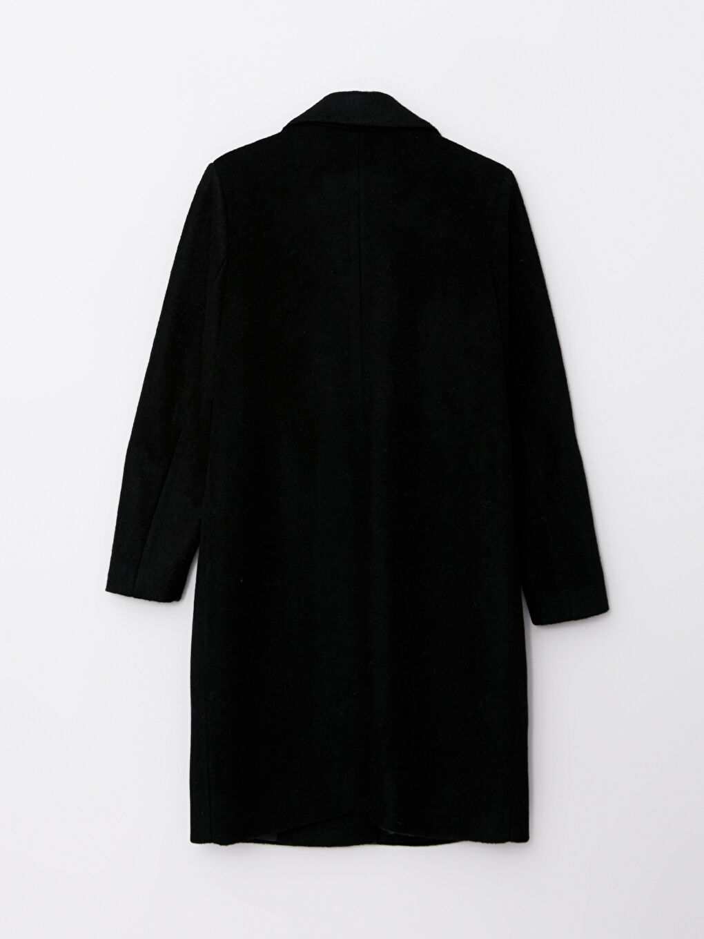 Siyah Ceket Yaka Kadın Kaşe Kaban-9