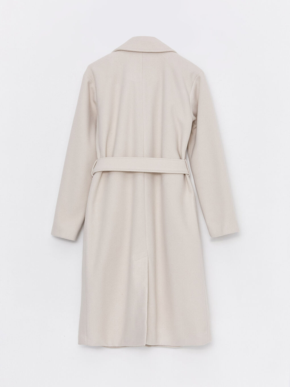 Ekru Ceket Yaka Kadın Kaşe Kaban-9