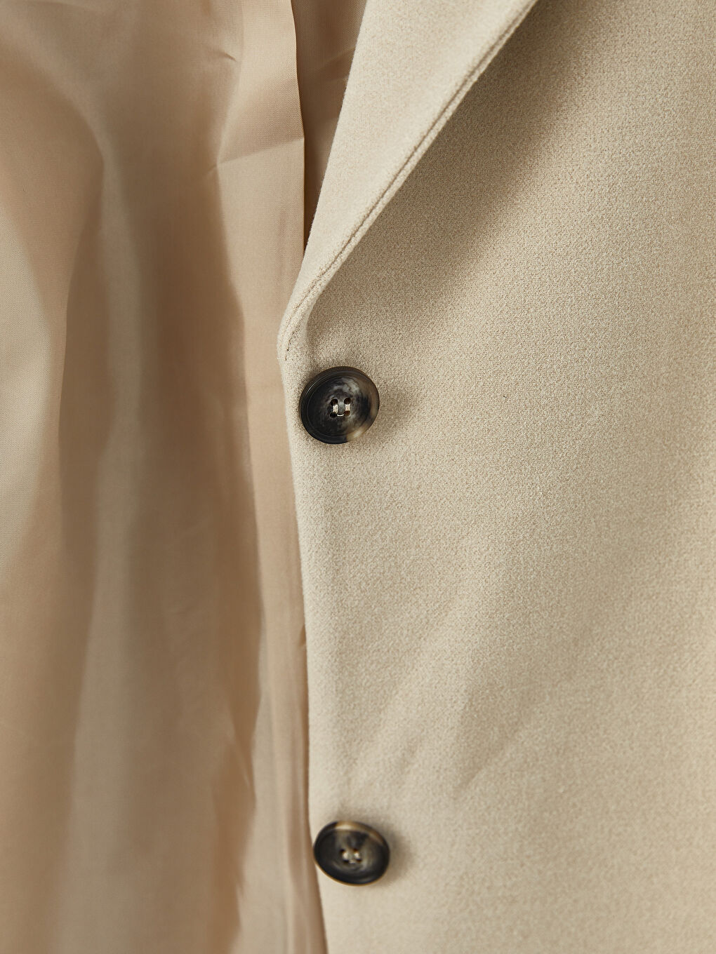 Bej Ceket Yaka Kadın Kaşe Kaban-8