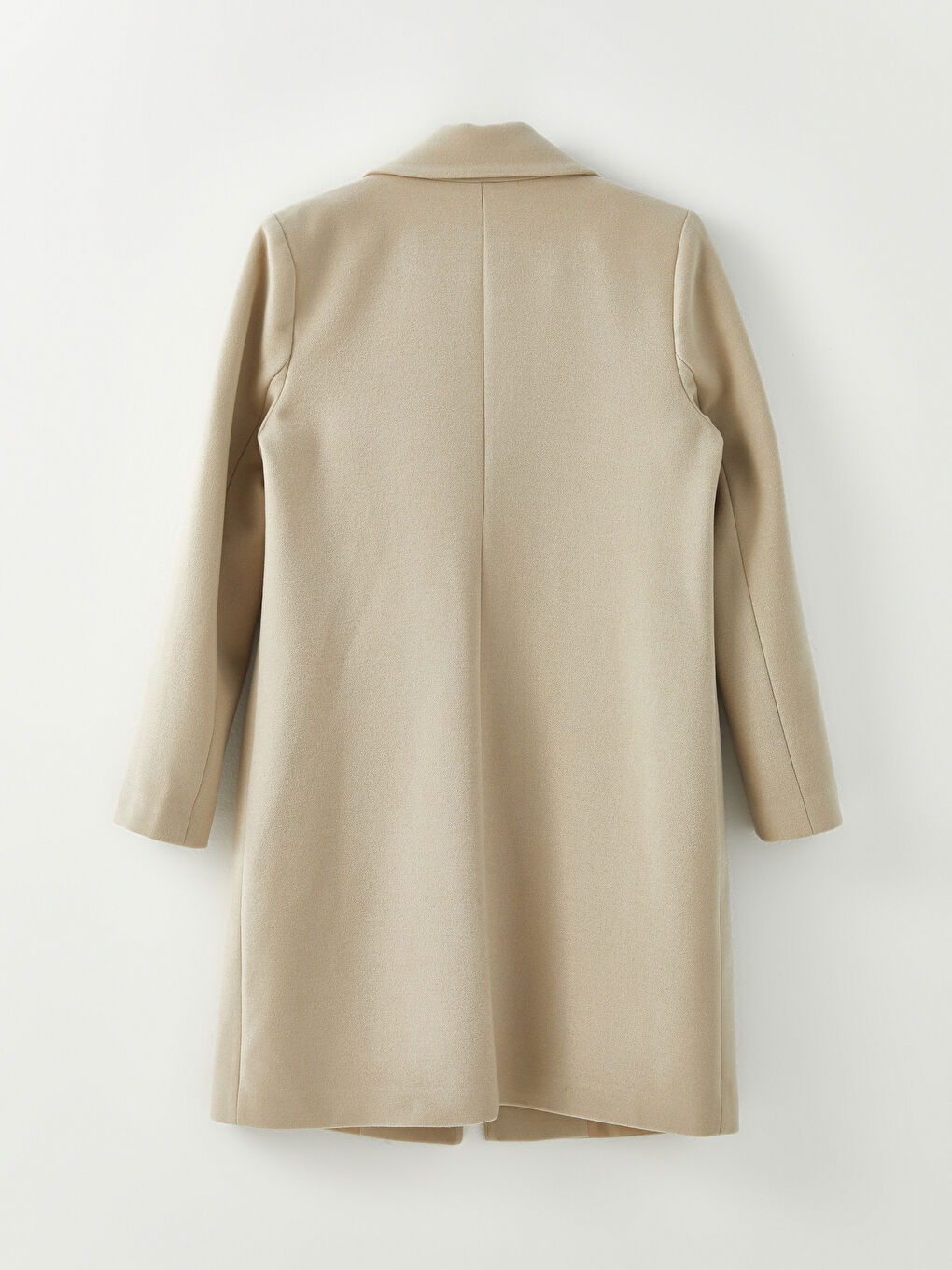 Bej Ceket Yaka Kadın Kaşe Kaban-9