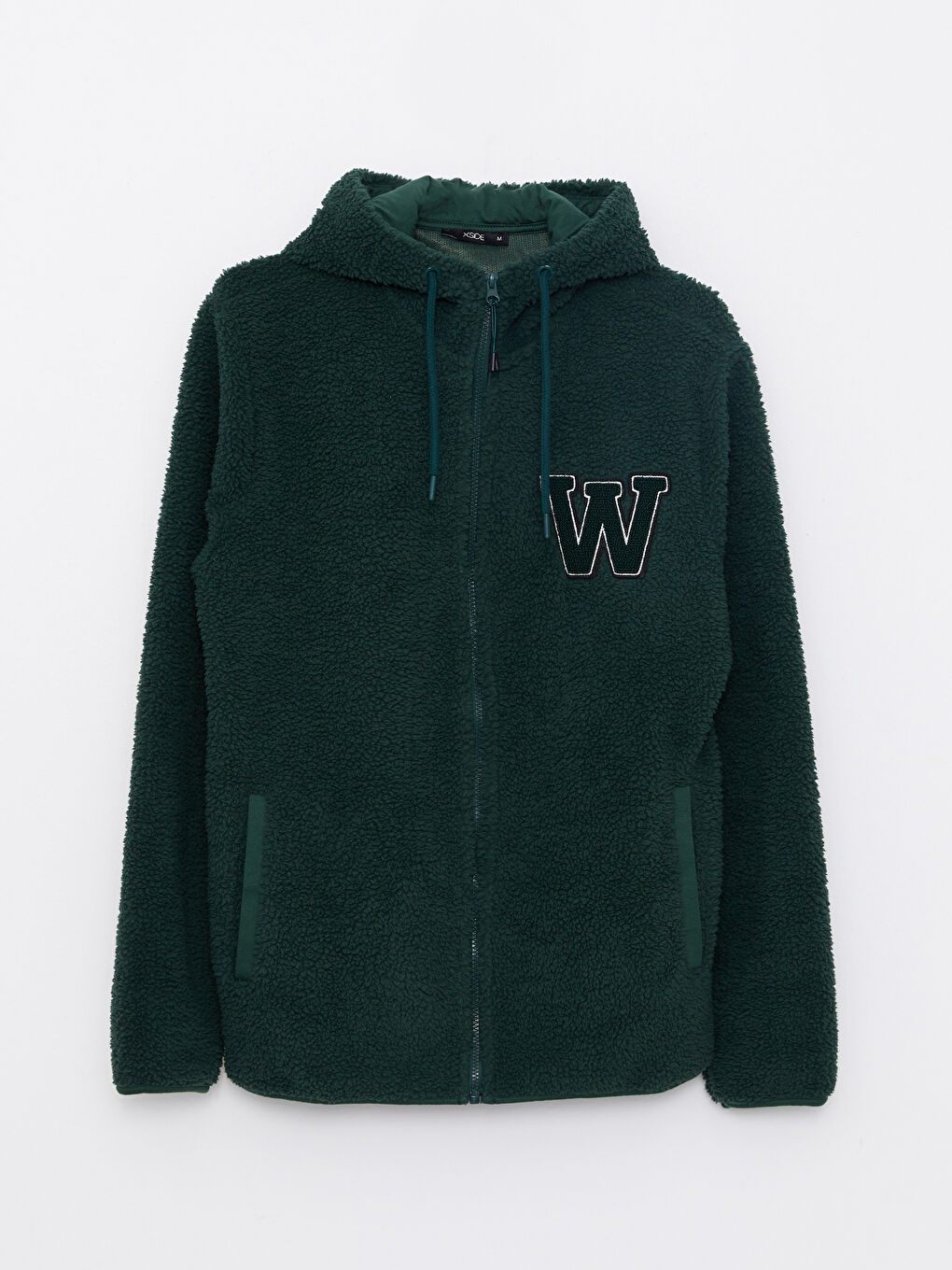 Yeşil Kapüşonlu Uzun Kollu Baskılı Pelüş Erkek Spor Hırka-5