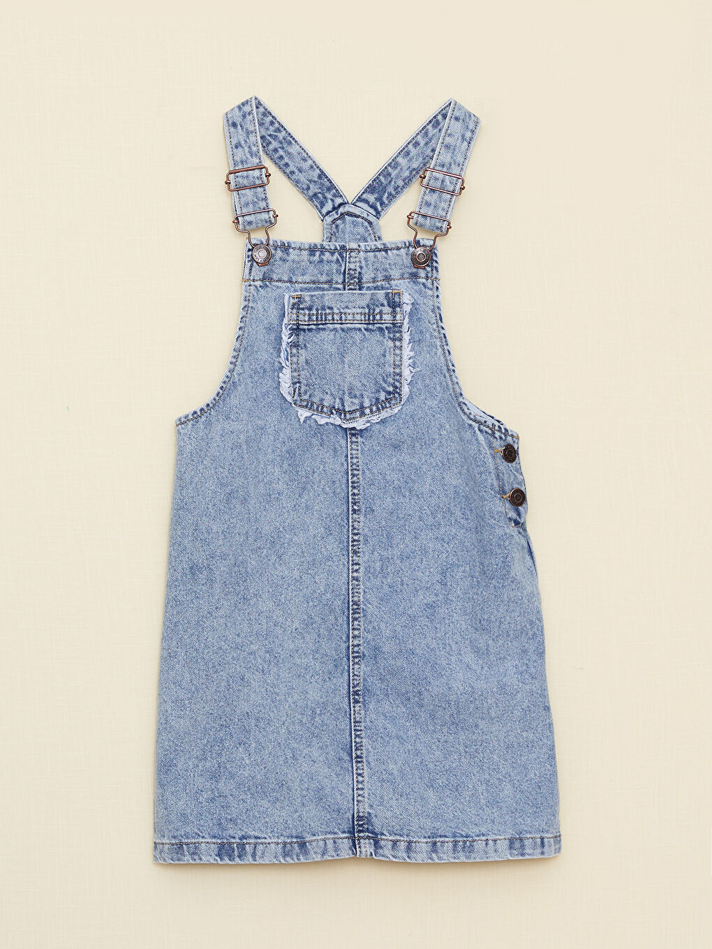 Square Neck Basic Strappy Girl Jean Bib and Brace Dress