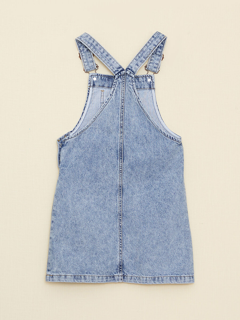 LC Waikiki Square Neck Basic Strappy Girl Jean Bib and Brace Dress -W2AQ35Z4-SHK