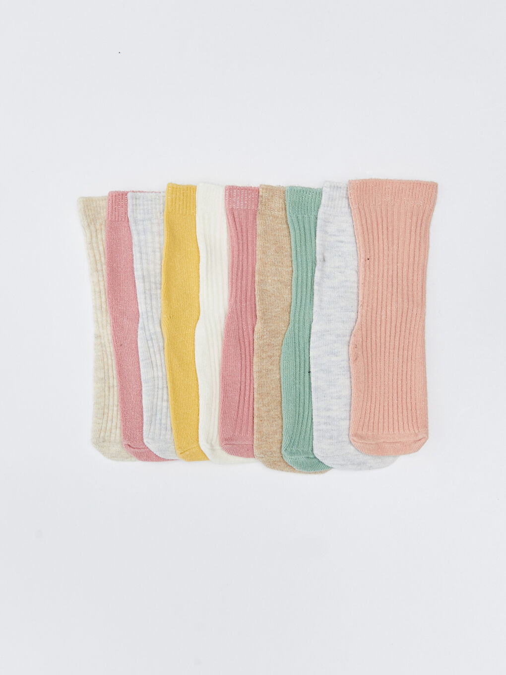 Pembe Kendinden Desenli Kız Bebek Soket Çorap 10'lu