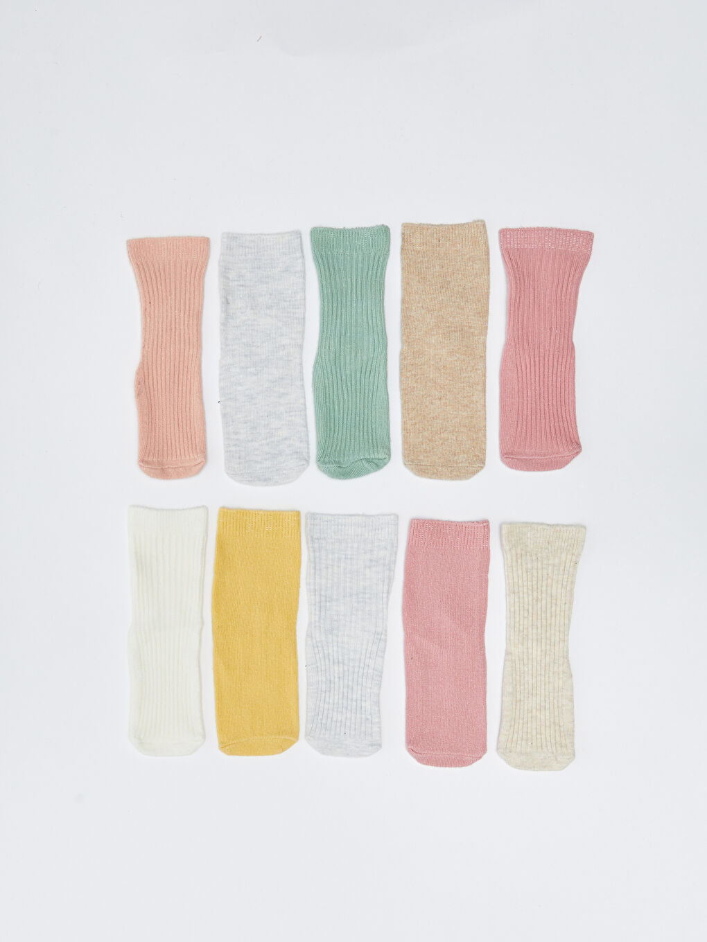 Pembe Kendinden Desenli Kız Bebek Soket Çorap 10'lu-1