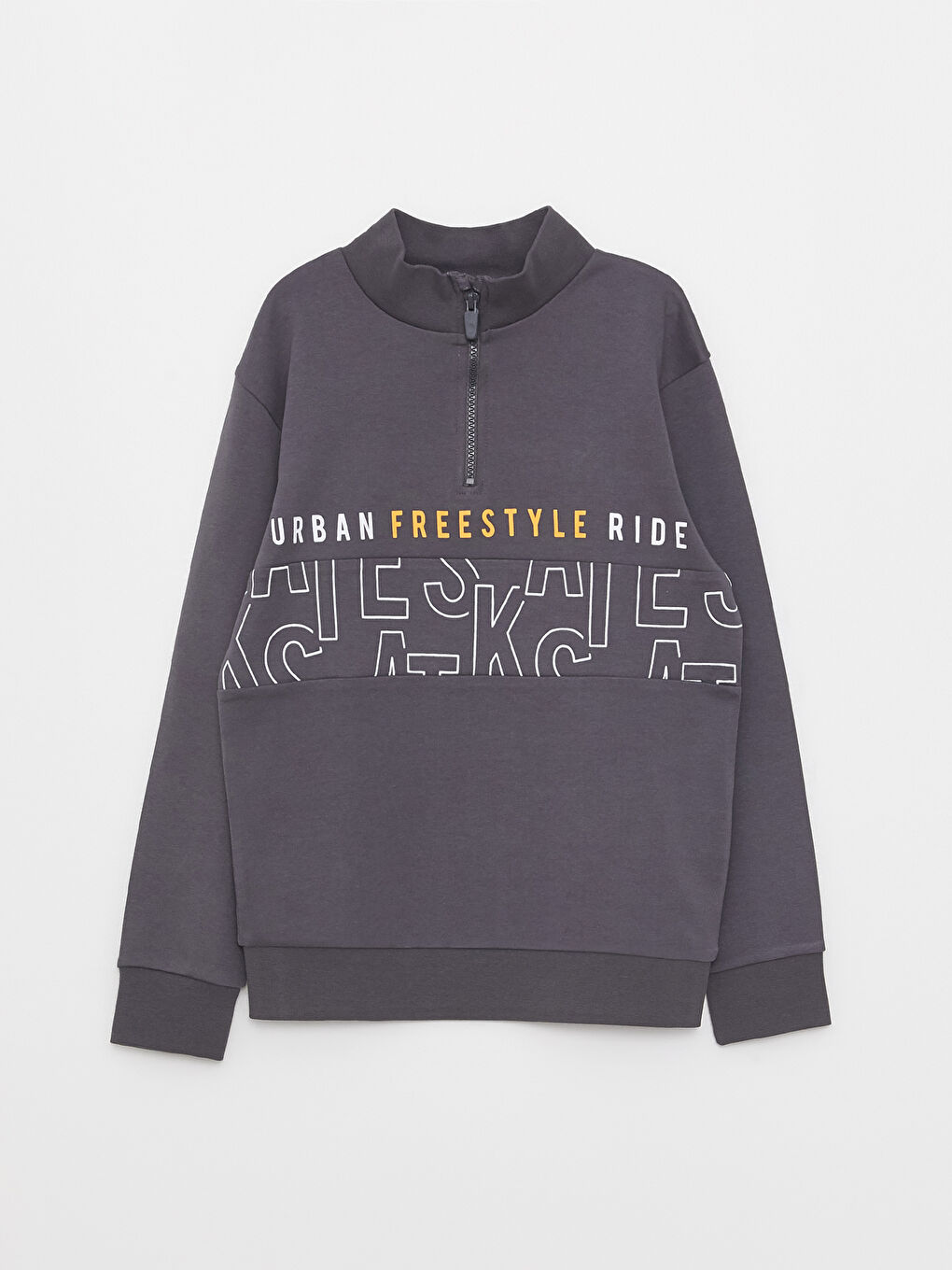 Half Turtleneck Printed Long Sleeve Boy Sweatshirt