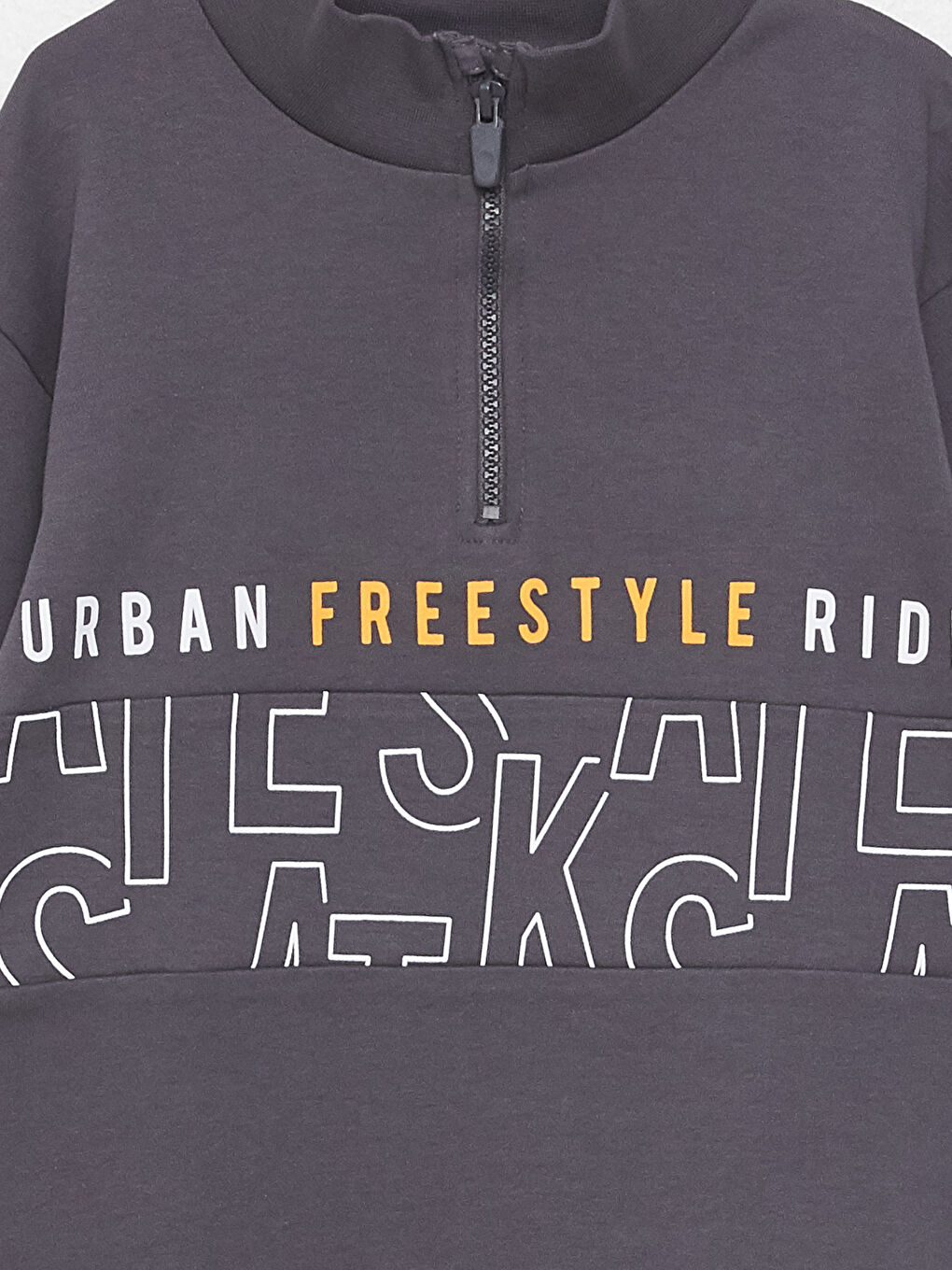 Half Turtleneck Printed Long Sleeve Boy Sweatshirt-1