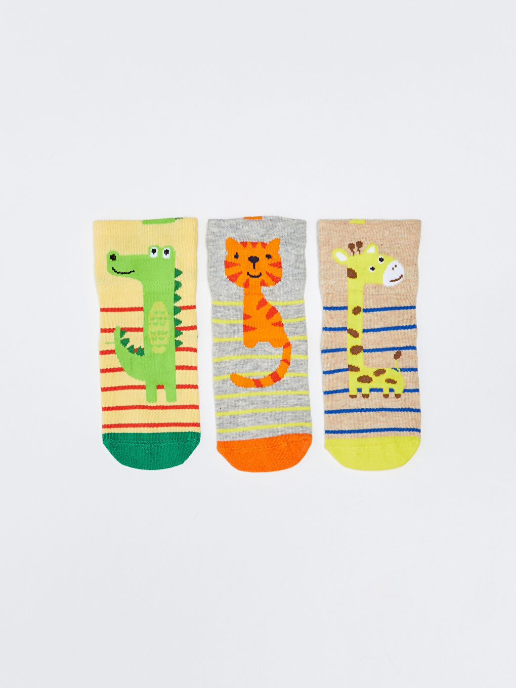 Sarı Desenli Erkek Bebek Soket Çorap 3'lü-1