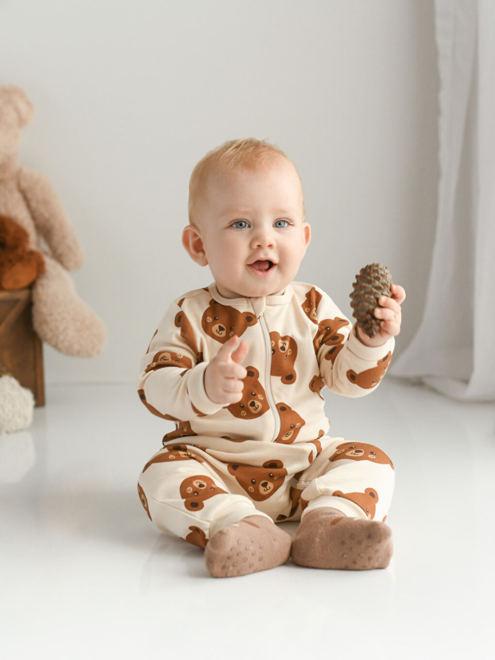 Kahverengi Desenli Erkek Bebek Havlu Soket Çorap 3'lü