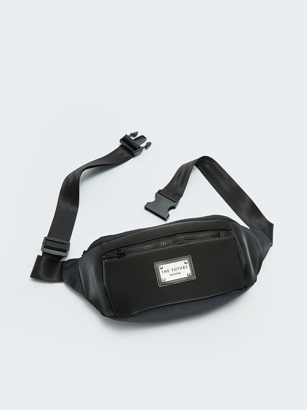 Siyah Etiket Detaylı Erkek Bel Çantası-2