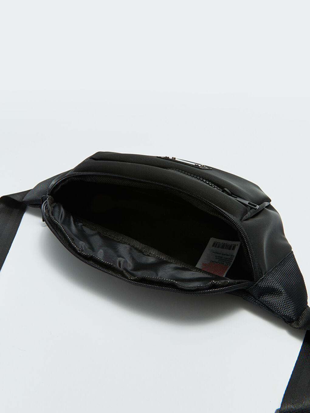 Siyah Etiket Detaylı Erkek Bel Çantası-4