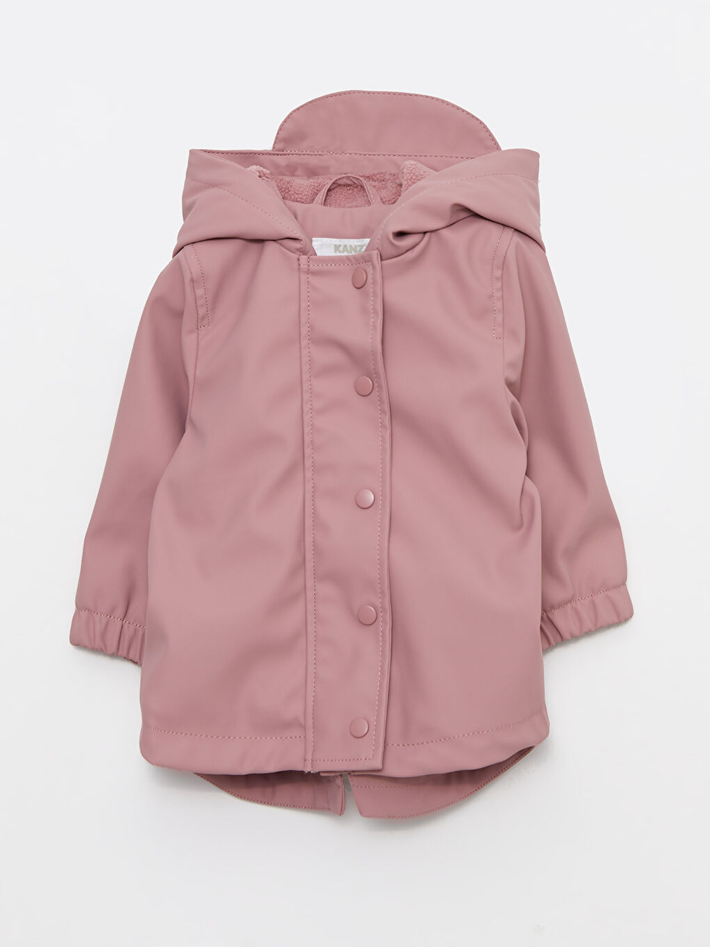 Pembe Basic Uzun Kollu Deri Görünümlü Kız Bebek Ceket-3