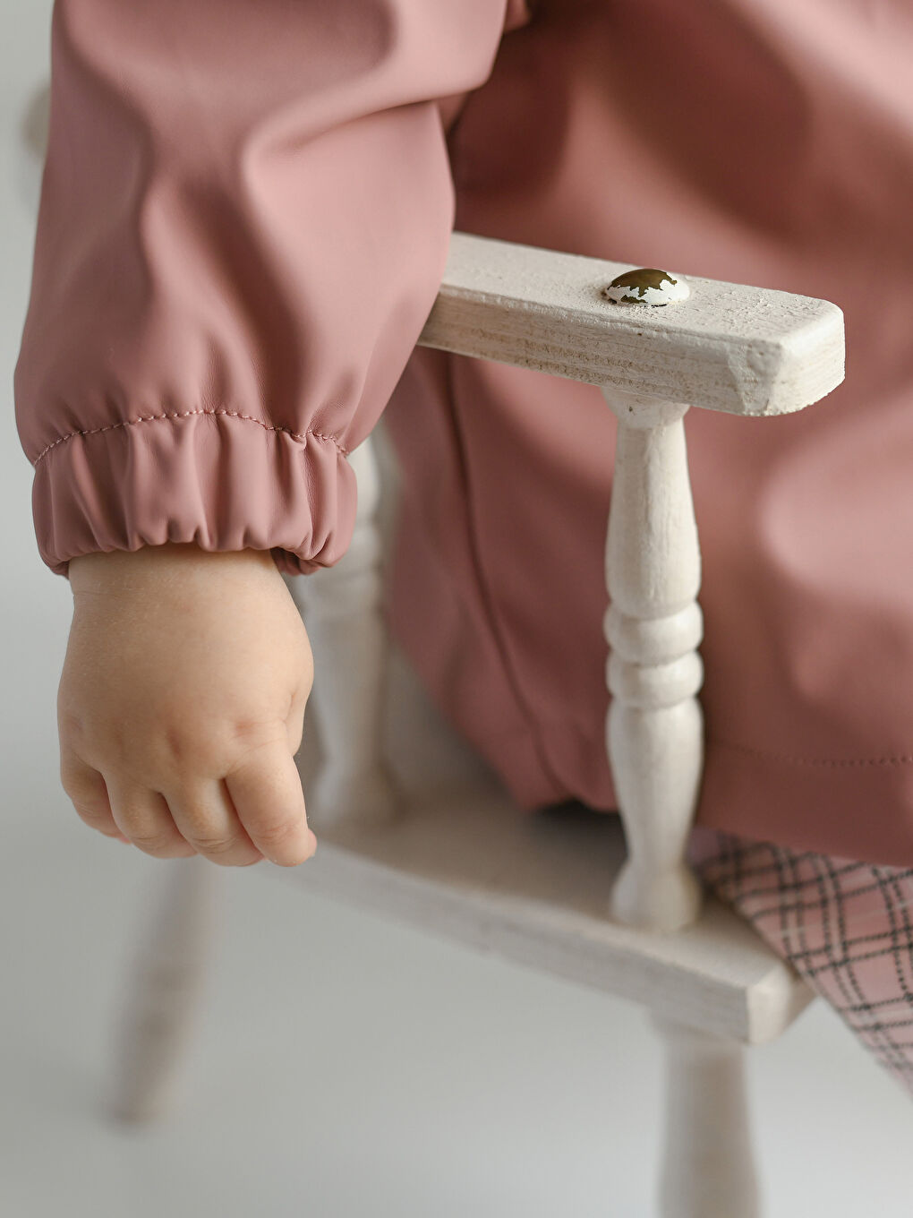 Pembe Basic Uzun Kollu Deri Görünümlü Kız Bebek Ceket-1