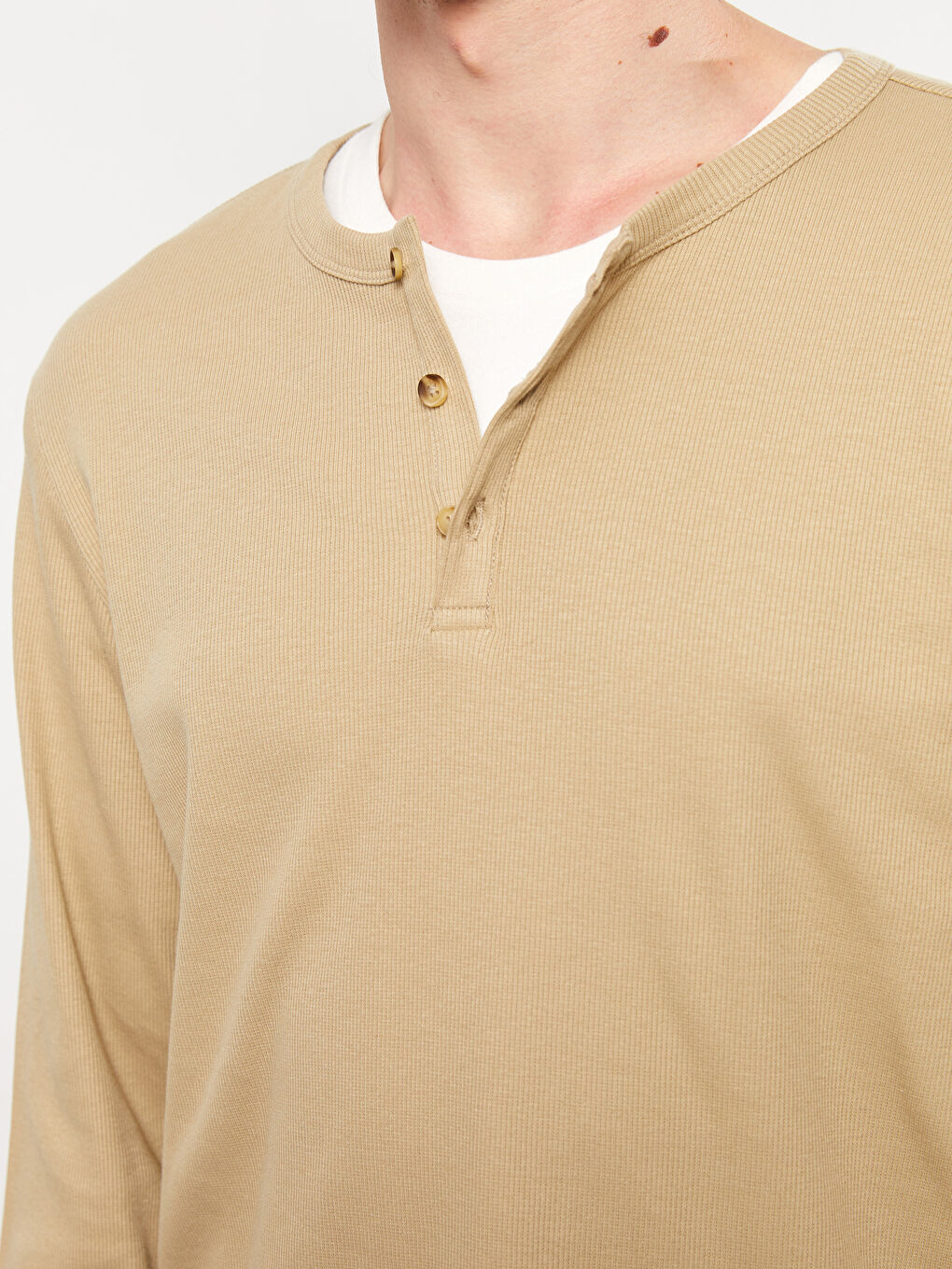 Haki Bisiklet Yaka Uzun Kollu Erkek Sweatshirt-3