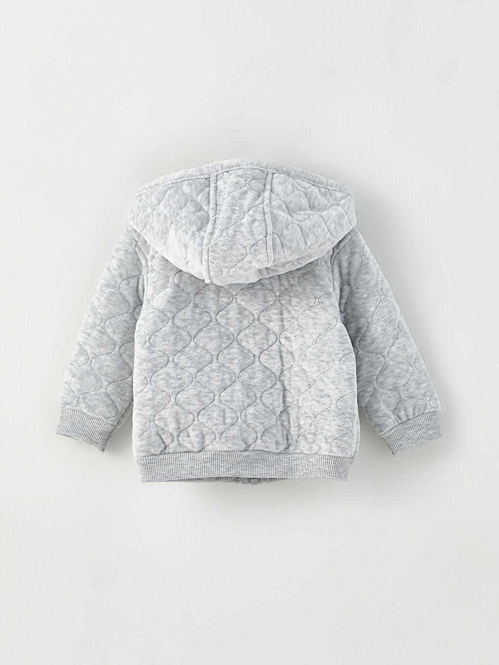 Beyaz Kapüşonlu Uzun Kollu Erkek Bebek Fermuarlı Sweatshirt-2