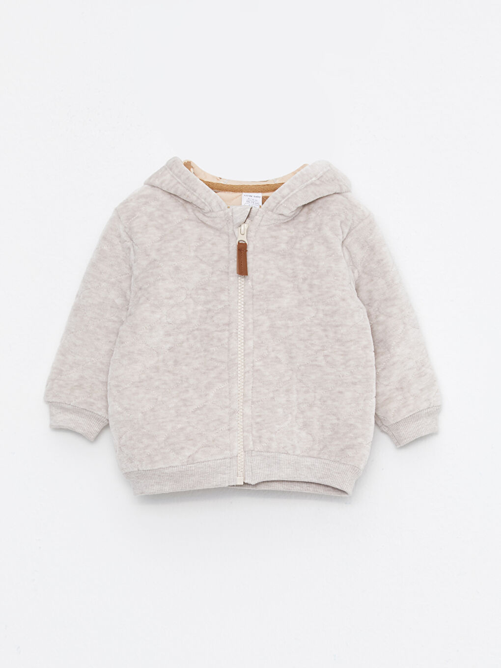 Ekru Kapüşonlu Uzun Kollu Erkek Bebek Fermuarlı Sweatshirt