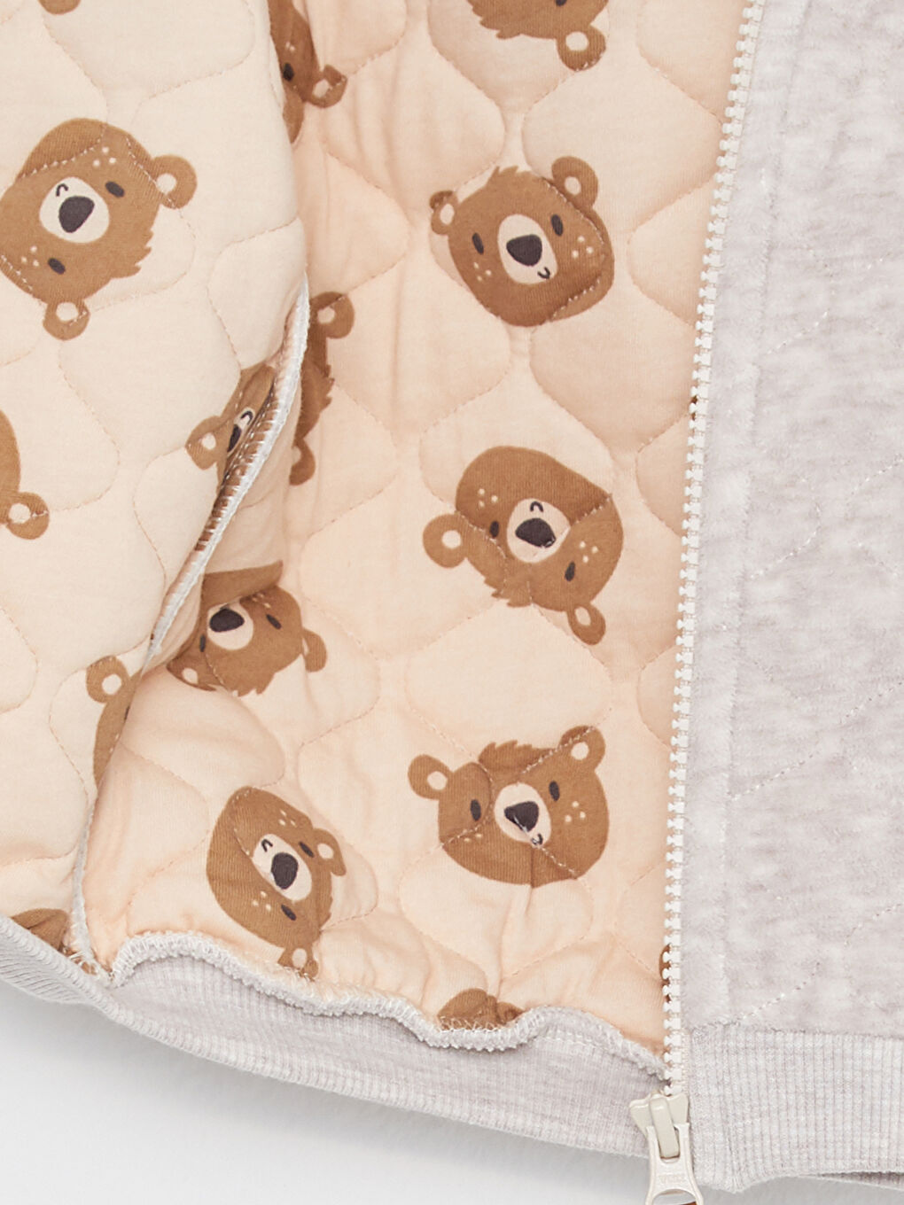 Ekru Kapüşonlu Uzun Kollu Erkek Bebek Fermuarlı Sweatshirt-2