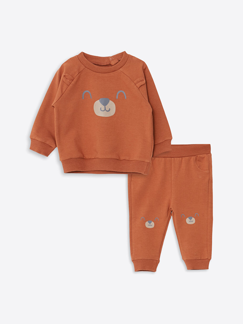 LCW baby Crew Neck Long Sleeve Printed Baby Boys' Sweatshirt and Pants 2 Pack Set -W2AR30Z1-RRM