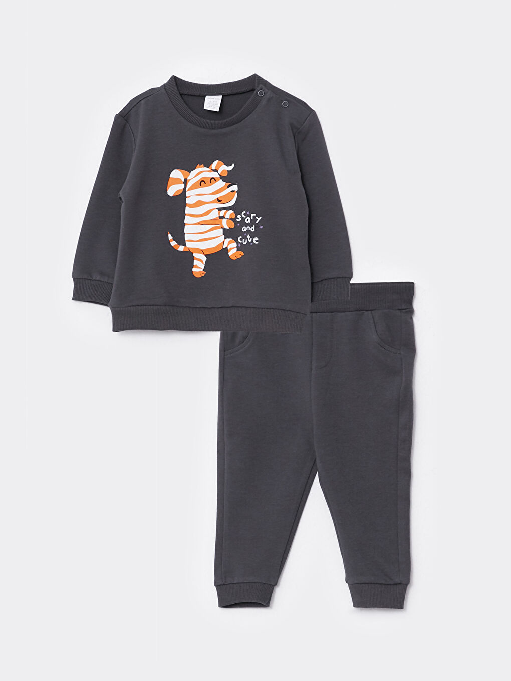 LCW baby Bisiklet Yaka Uzun Kollu Baskılı Erkek Bebek Sweatshirt ve Pantolon 2'li Takım -W2AR41Z1-HJU