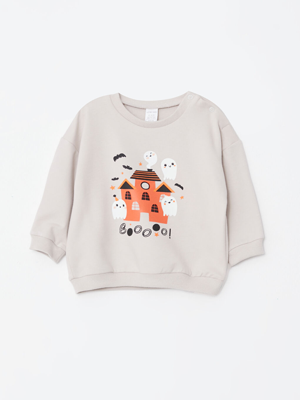 LCW baby Gri Bisiklet Yaka Uzun Kollu Baskılı Erkek Bebek Sweatshirt ve Pantolon 2'li Takım - 1