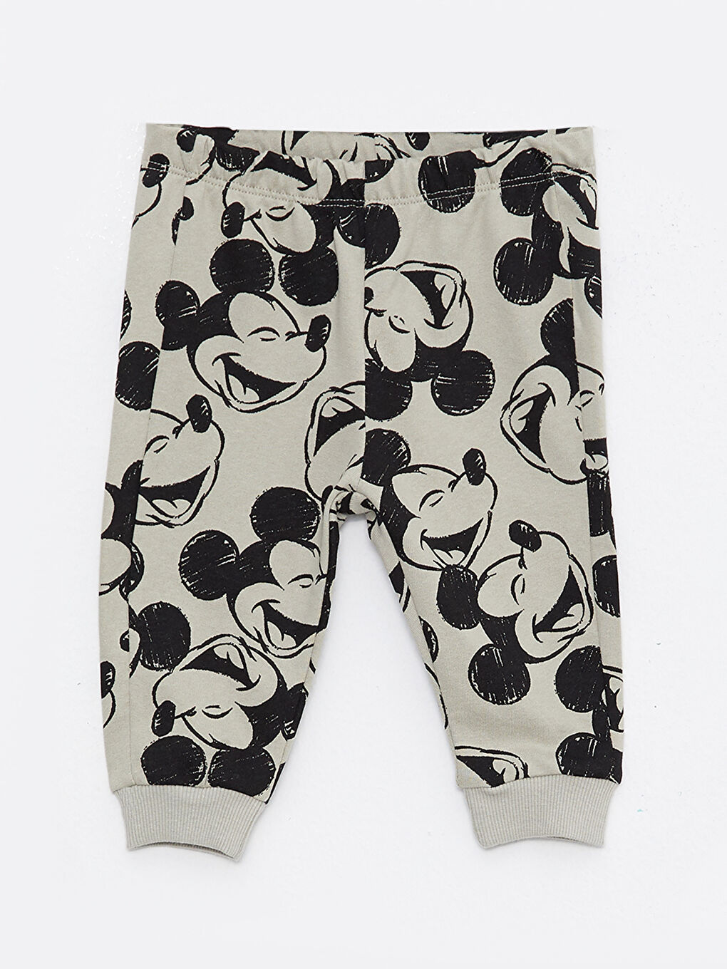 تيشيرت كم طويل بياقة دائرية مطبوع ميكي ماوس وبنطلون طقم 2 قطع للأولاد الرضع-2